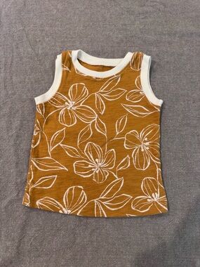 Little Co. By Lauren Conrad Mustard Yellow Tropical Flower Muscle Tank 6m